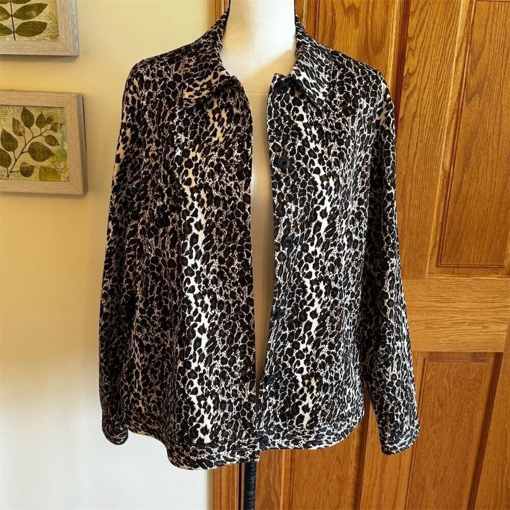 Women's Laura Ashley XL Animal Print Blazer Jacket Multicolor Mid Length